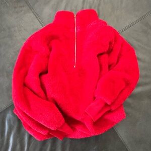 Loft Red Sherpa Cozy Sweater